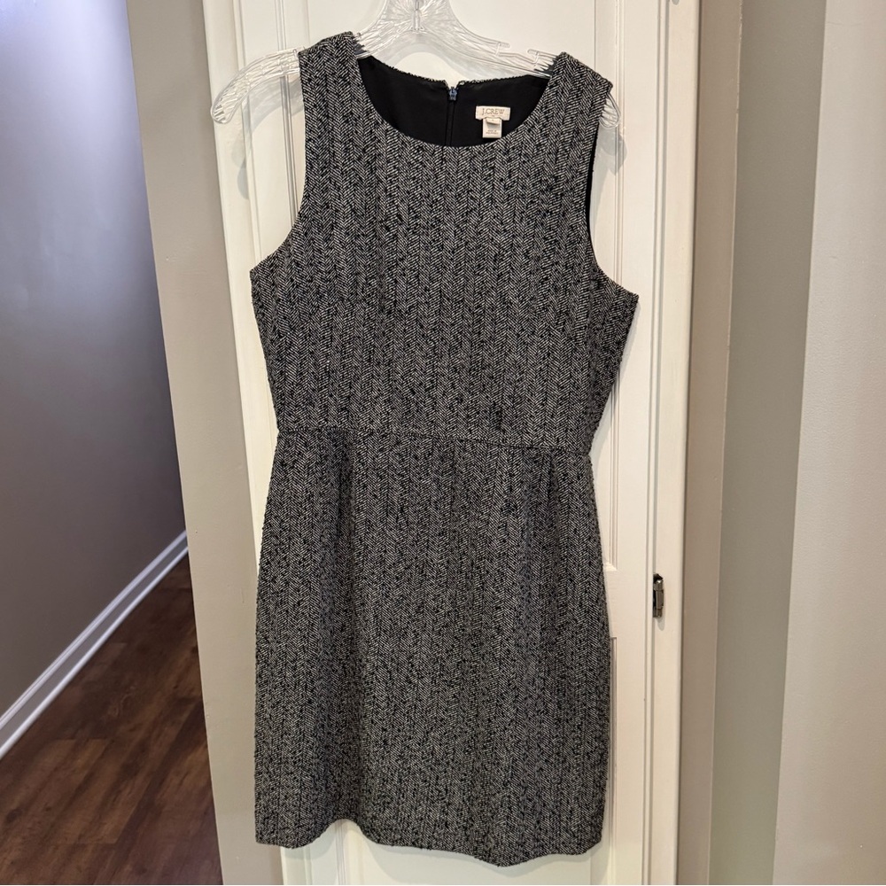 J. Crew Black and Gray Herringbone Tweed dress